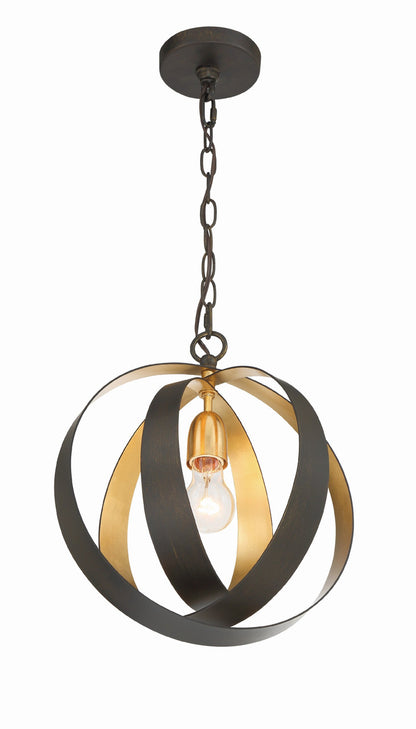 Crystorama Luna 1 Light English Bronze + Antique Gold Sphere Mini Chandelier 580-EB-GA