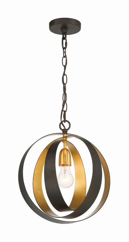 Crystorama Luna 1 Light English Bronze + Antique Gold Sphere Mini Chandelier 580-EB-GA