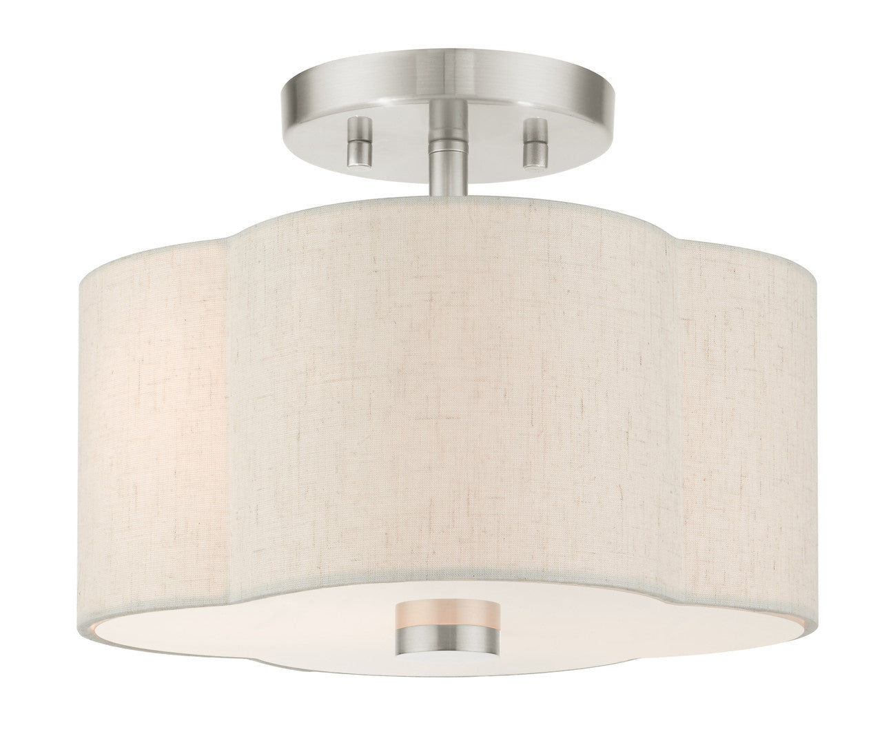 Livex Lighting Solstice Collection  2 Light Brushed Nickel Semi Flush in Brushed Nickel 58061-91