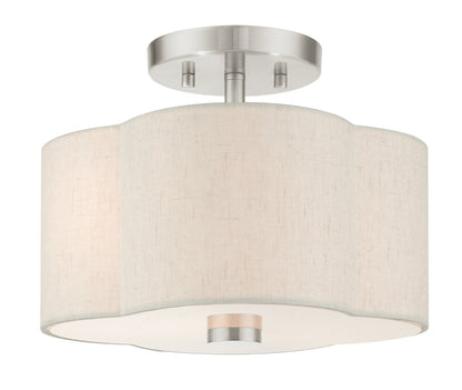 Livex Lighting Solstice Collection  2 Light Brushed Nickel Semi Flush in Brushed Nickel 58061-91