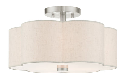 Livex Lighting Solstice Collection  3 Light Brushed Nickel Semi Flush in Brushed Nickel 58063-91