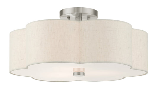 Livex Lighting Solstice Collection  3 Light Brushed Nickel Semi Flush in Brushed Nickel 58064-91