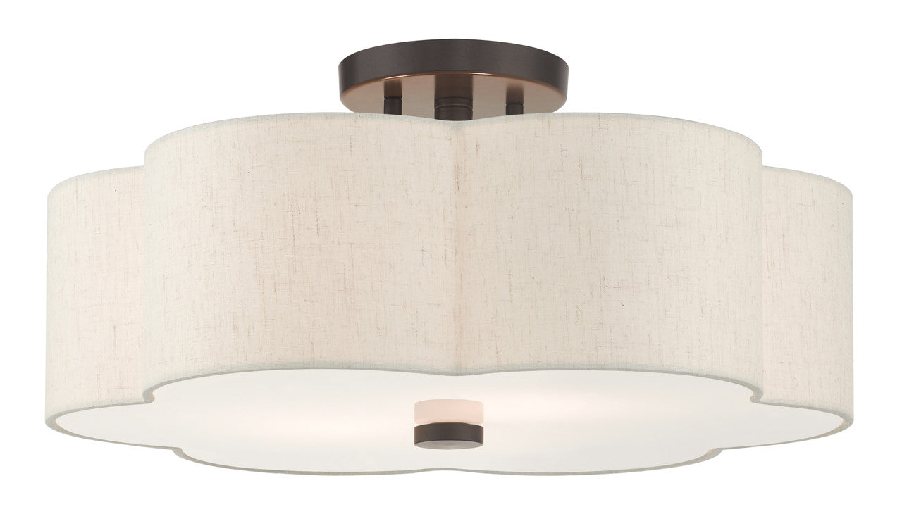 Livex Lighting Solstice Collection  3 Light English BronzeSemi Flush in English Bronze  58064-92