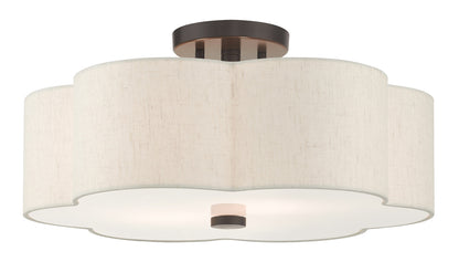 Livex Lighting Solstice Collection  3 Light English BronzeSemi Flush in English Bronze  58064-92