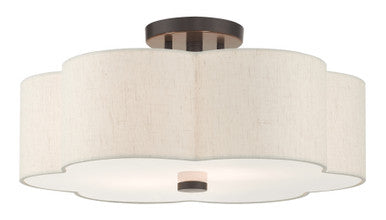 Livex Lighting Solstice Collection  3 Light English BronzeSemi Flush in English Bronze  58064-92