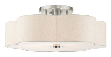 Livex Lighting Solstice Collection  6 Light Brushed Nickel Semi Flush in Brushed Nickel 58069-91