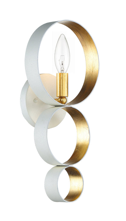 Crystorama Luna 1 Light Matte White + Antique Gold Sphere Wall Mount 581-MT-GA