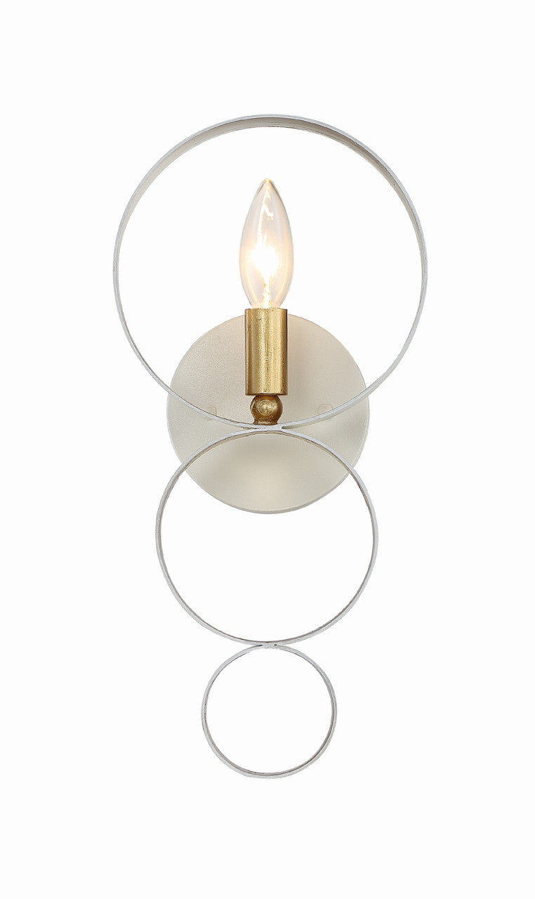 Crystorama Luna 1 Light Matte White + Antique Gold Sphere Wall Mount 581-MT-GA