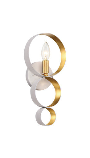 Crystorama Luna 1 Light Matte White + Antique Gold Sphere Wall Mount 581-MT-GA