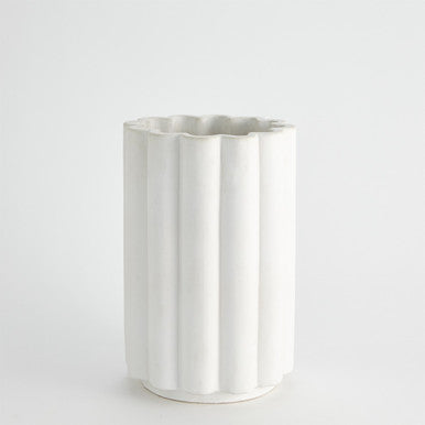 Global Views Cable Fluted Vase-Matte White-Med 3.31679