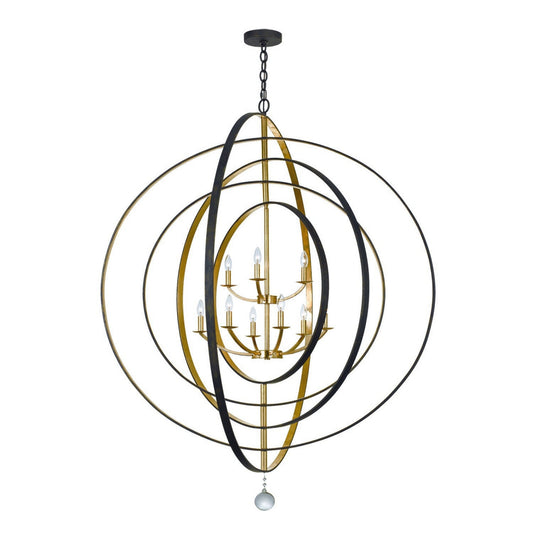 Crystorama Luna 9 Light English Bronze + Antique Gold Chandelier 587-EB-GA