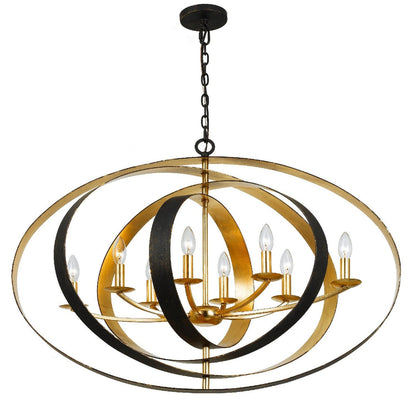 Crystorama Luna 8 Light English Bronze + Antique Gold Oval Chandelier 588-EB-GA