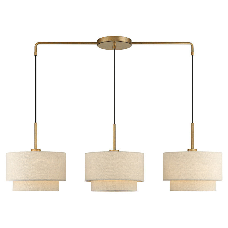 Livex Lighting Bellingham Collection 3 Light Antique Gold Leaf Large Linear Chandelier 58893-48