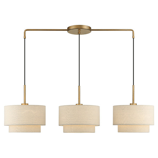 Livex Lighting Bellingham Collection 3 Light Antique Gold Leaf Large Linear Chandelier 58893-48