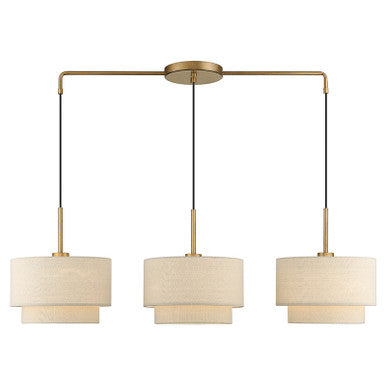 Livex Lighting Bellingham Collection 3 Light Antique Gold Leaf Large Linear Chandelier 58893-48