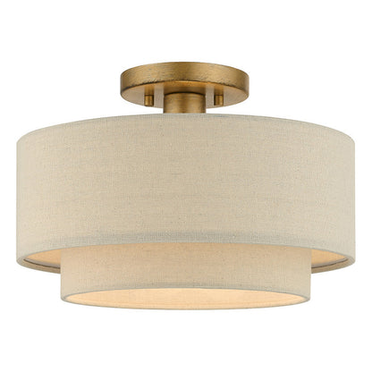 Livex Lighting Bellingham Collection 1 Light Antique Gold Leaf Medium Semi-Flush 58896-48