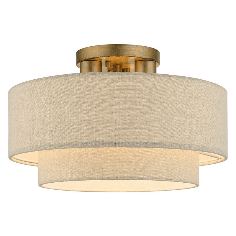 Livex Lighting Bellingham Collection 3 Light Antique Gold Leaf Large Semi-Flush 58897-48