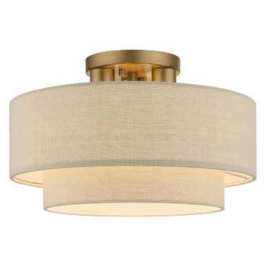 Livex Lighting Bellingham Collection 3 Light Antique Gold Leaf Large Semi-Flush 58897-48