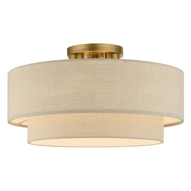 Livex Lighting Bellingham Collection 3 Light Antique Gold Leaf Large Semi-Flush 58898-48