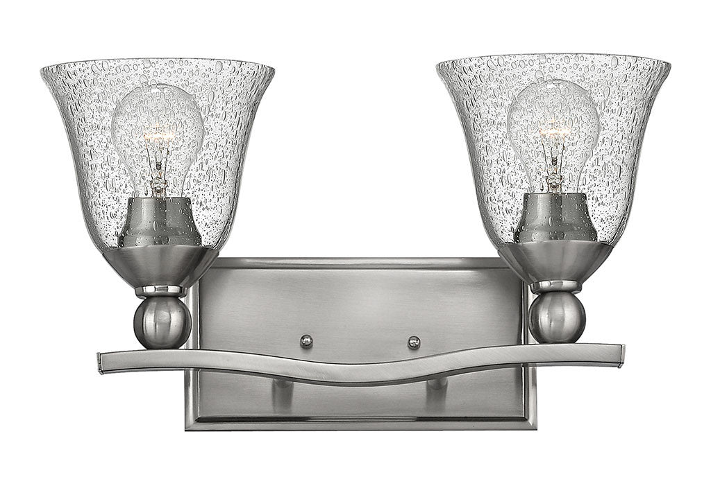 Hinkley Lighting Bolla Two Light Vanity Brushed Nickel with Clear glass Clear Seedy Glass 5892BN-CL