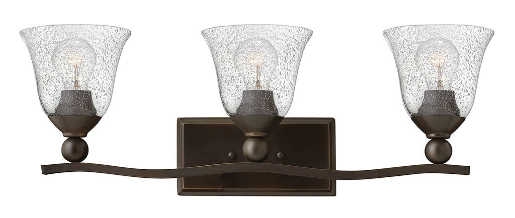 Hinkley Lighting Bolla Three Light Vanity Olde Bronze with Clear Seedy glass Clear Seedy Glass 5893OB-CL