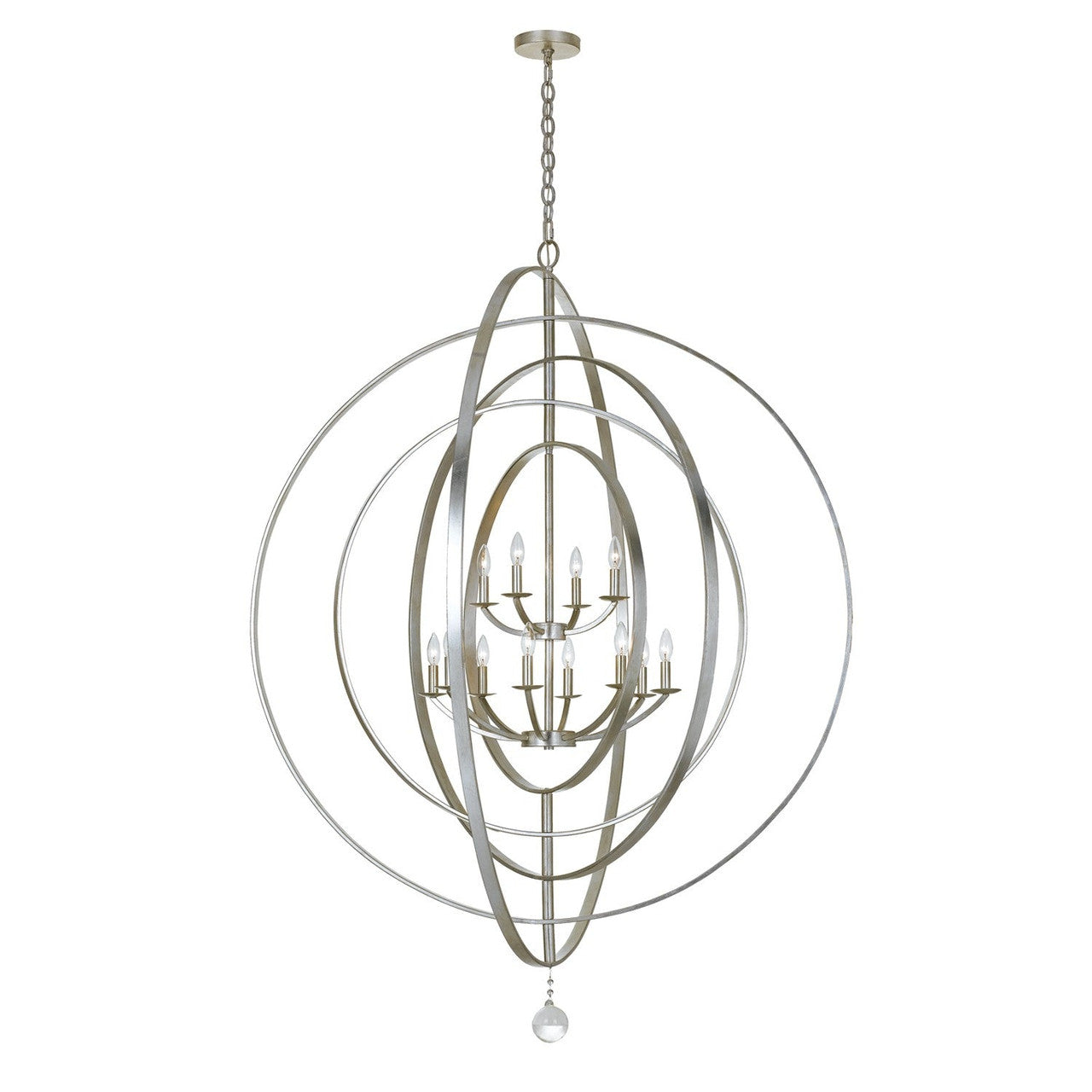 Crystorama Luna 12 Light Antique Silver Sphere Chandelier 590-SA