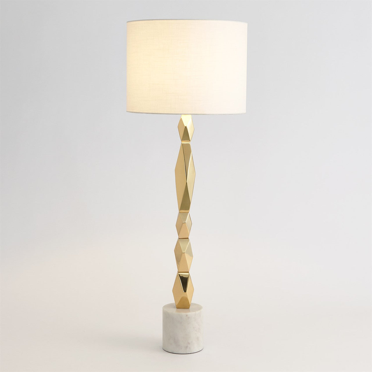 Global Views Facet Block Table Lamp in Brass in Tall RT9.90021