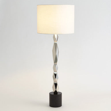 Global Views Facet Block Table Lamp in Nickel in Tall RT9.90025