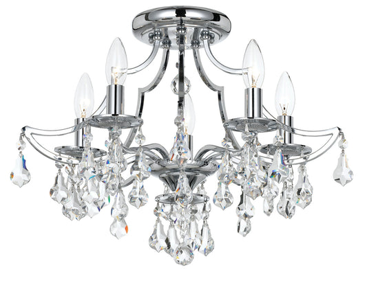 Crystorama Cedar 5 Light Swarovski Strass Crystal Polished Chrome Ceiling Mount 5930-CH-CL-S