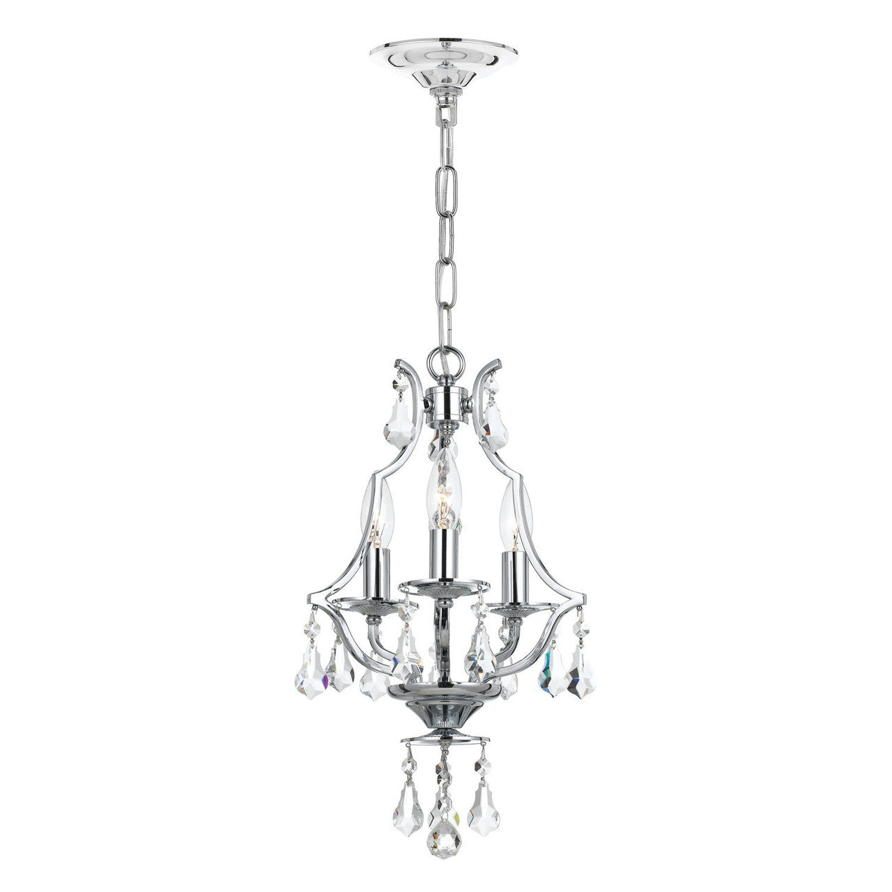 Crystorama Cedar 3 Light Swarovski Strass Crystal Polished Chrome Mini Chandelier 5933-CH-CL-S