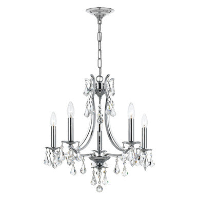 Crystorama Cedar 5 Light Swarovski Strass Crystal Polished Chrome Mini Chandelier 5935-CH-CL-S