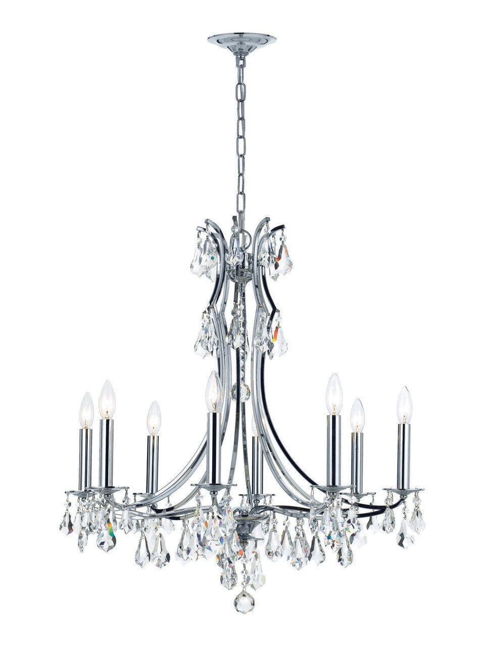 Crystorama Cedar 8 Light Swarovski Strass Crystal Polished Chrome Chandelier 5938-CH-CL-S