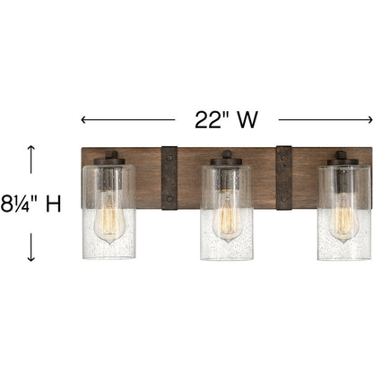 Hinkley Lighting Sawyer Three Light Vanity Sequoia 5943SQ