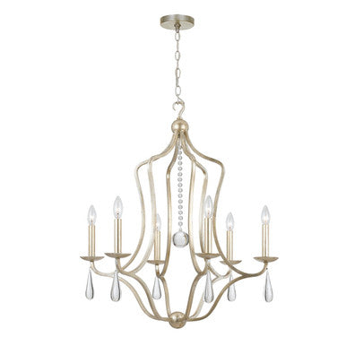 Crystorama Manning 6 Light Silver Leaf Chandelier 5976-SL