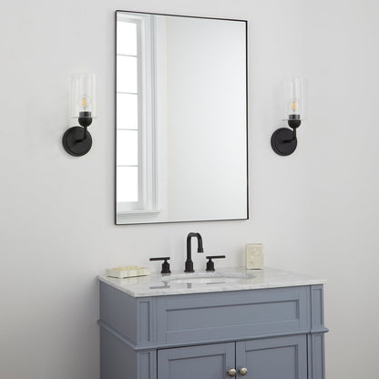 Quorum  Charlotte 1 Light Vanity Wall Mount Ribbed Glass - Matte Black 598-1-59