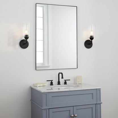 Quorum  Charlotte 1 Light Vanity Wall Mount Ribbed Glass - Matte Black 598-1-59