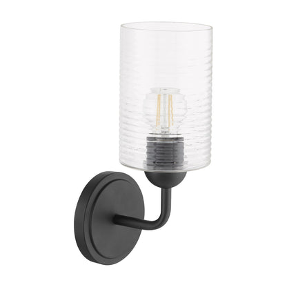 Quorum  Charlotte 1 Light Vanity Wall Mount Ribbed Glass - Matte Black 598-1-59