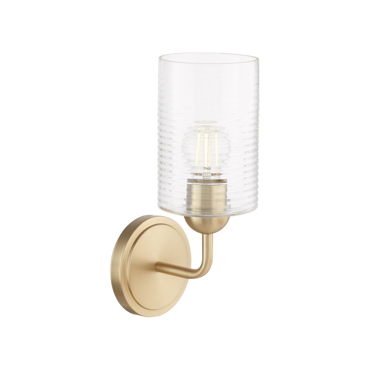 Quorum  Charlotte 1 Light Vanity Wall Mount Ribbed Glass - Aged Brass 598-1-80