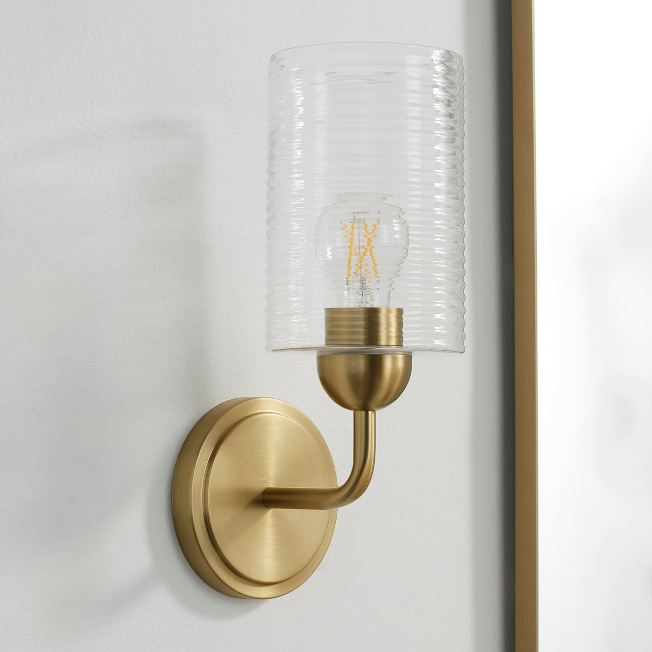 Quorum  Charlotte 1 Light Vanity Wall Mount Ribbed Glass - Aged Brass 598-1-80