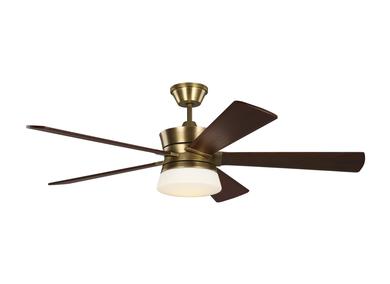 Visual Comfort Fan Atlantic 56" LED Ceiling Fan - Hand Rubbed Antique Brass, Handheld Remote, 6-speed, Reverse and Dimmer, indoor 5ATR56HABD