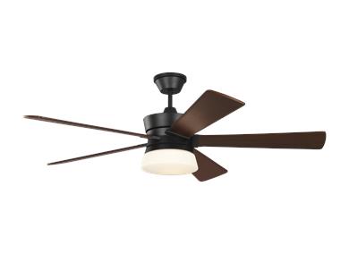 Visual Comfort Fan Atlantic 56" LED Ceiling Fan - Midnight Black, Handheld Remote, 6-speed, Reverse and Dimmer, indoor 5ATR56MBKD