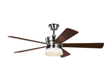 Visual Comfort Fan Atlantic 56" LED Ceiling Fan - Polished Nickel, Handheld Remote, 6-speed, Reverse and Dimmer, indoor 5ATR56PND