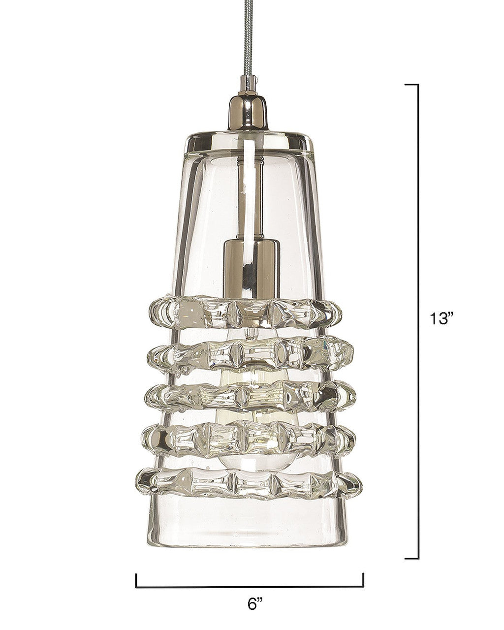 Jamie Young Long Ribbon Pendant in Clear Glass 5RIBB-LOCL