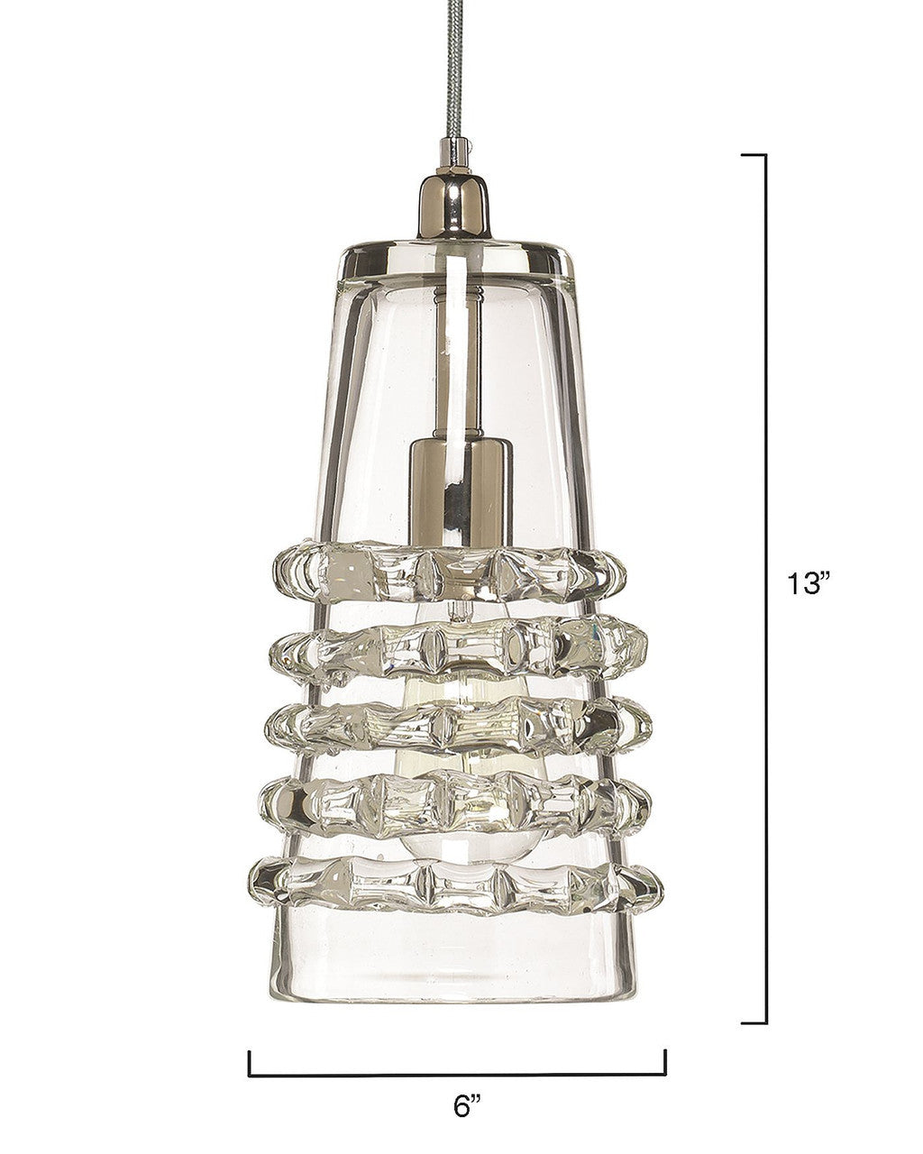 OPEN BOX NEW: Jamie Young Long Ribbon Pendant in Clear Glass 5RIBB-LOCL