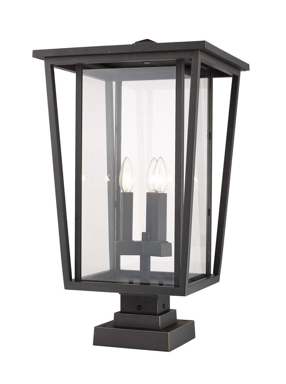 Z-Lite Seoul 3 Light Outdoor Pier Mounted Fixture in Oil Rubbed Bronze 571PHXLS-SQPM-ORB