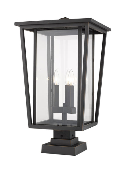 Z-Lite Seoul 3 Light Outdoor Pier Mounted Fixture in Oil Rubbed Bronze 571PHXLS-SQPM-ORB