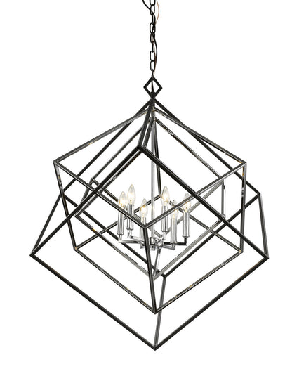 Z-Lite Euclid 6 Light Chandelier in Chrome + Matte Black 457-6CH-MB