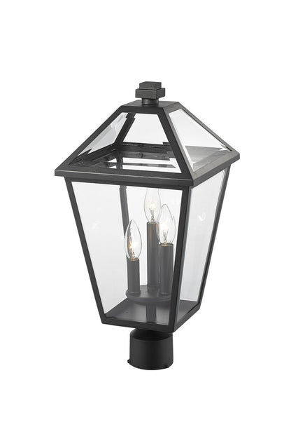 Z-Lite Talbot 3 Light Outdoor Post Mount Fixture in Black 579PHBR-BK