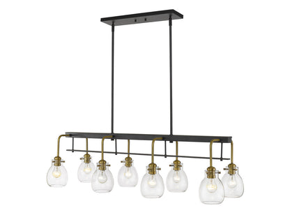 Z-Lite Kraken 8 Light Linear Chandelier in Matte Black + Olde Brass 466-8L-MB-OBR