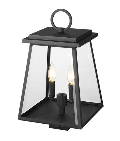 Z-Lite Broughton 2 Light Outdoor Post Mount Fixture in Black 521PHMS-BK